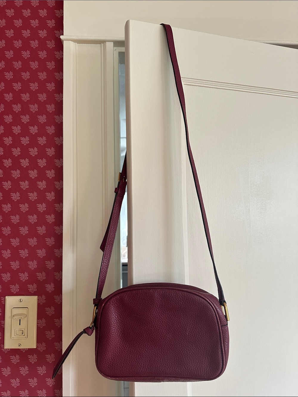 J. Crew Burgundy Pebbled Leather Crossbody Bag